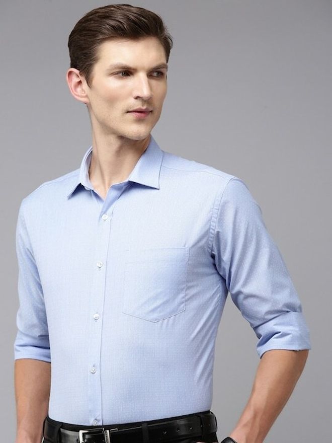 park avenue Men Slim Fit Self Design Cut Away Collar Formal Shirt-picture-18