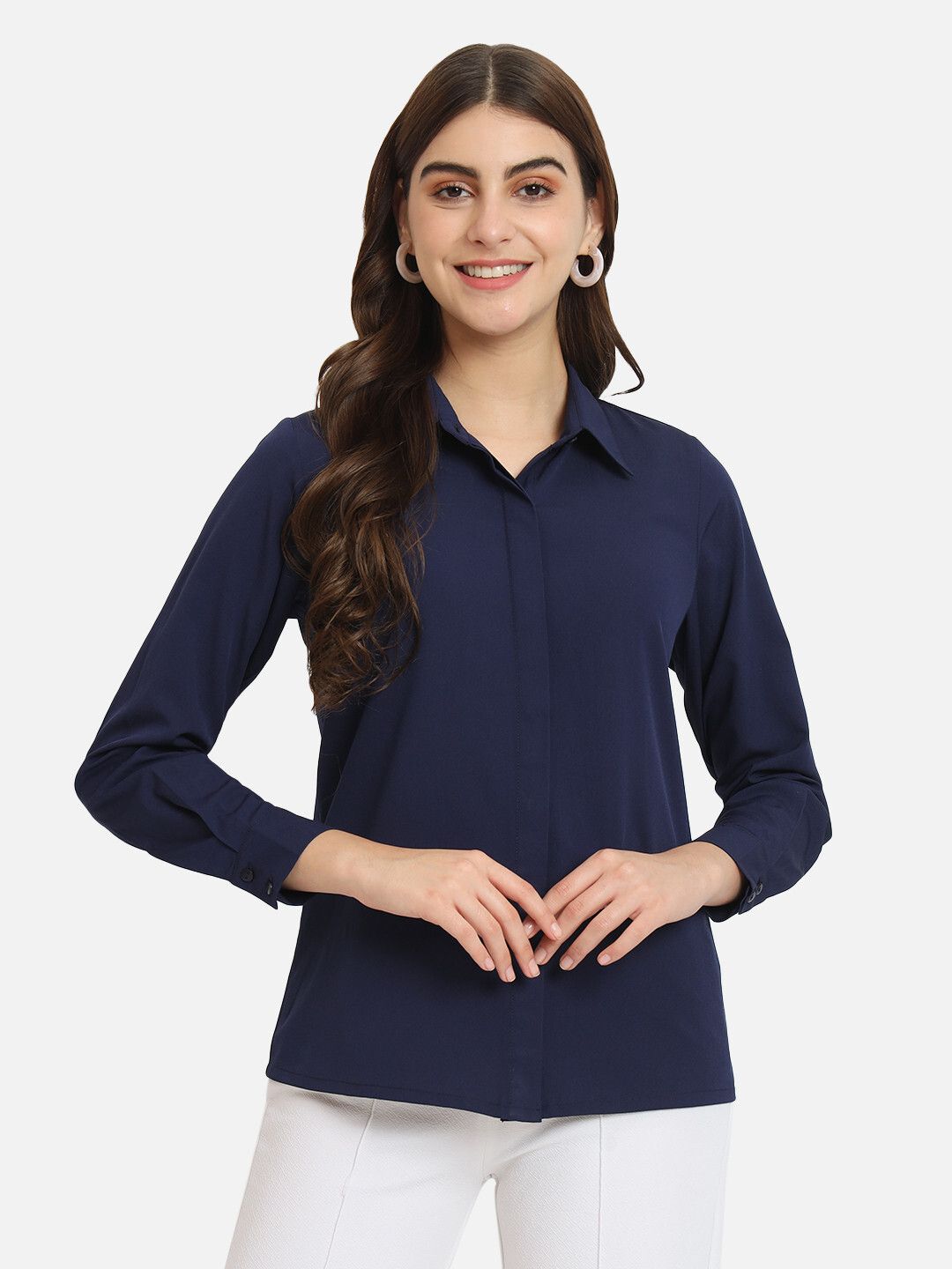 otira Women Regular Fit Solid Spread Collar Casual Shirt-picture-8