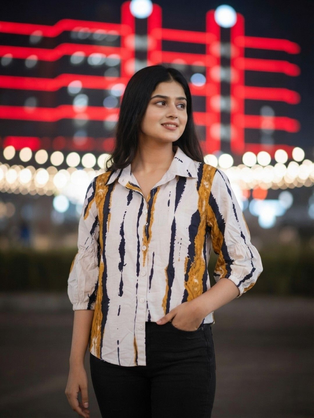 theclassictogs Women Regular Fit Printed Spread Collar Casual Shirt-picture-35