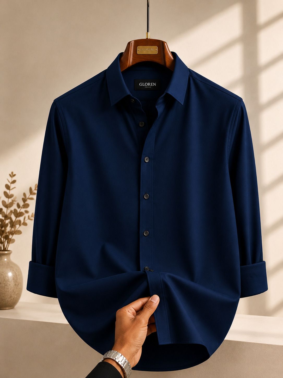 gloren Men Regular Fit Solid Button Down Collar Casual Shirt-picture-38