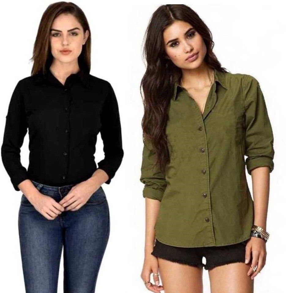 funday fashion Women Regular Fit Solid Spread Collar Casual Shirt-picture-39