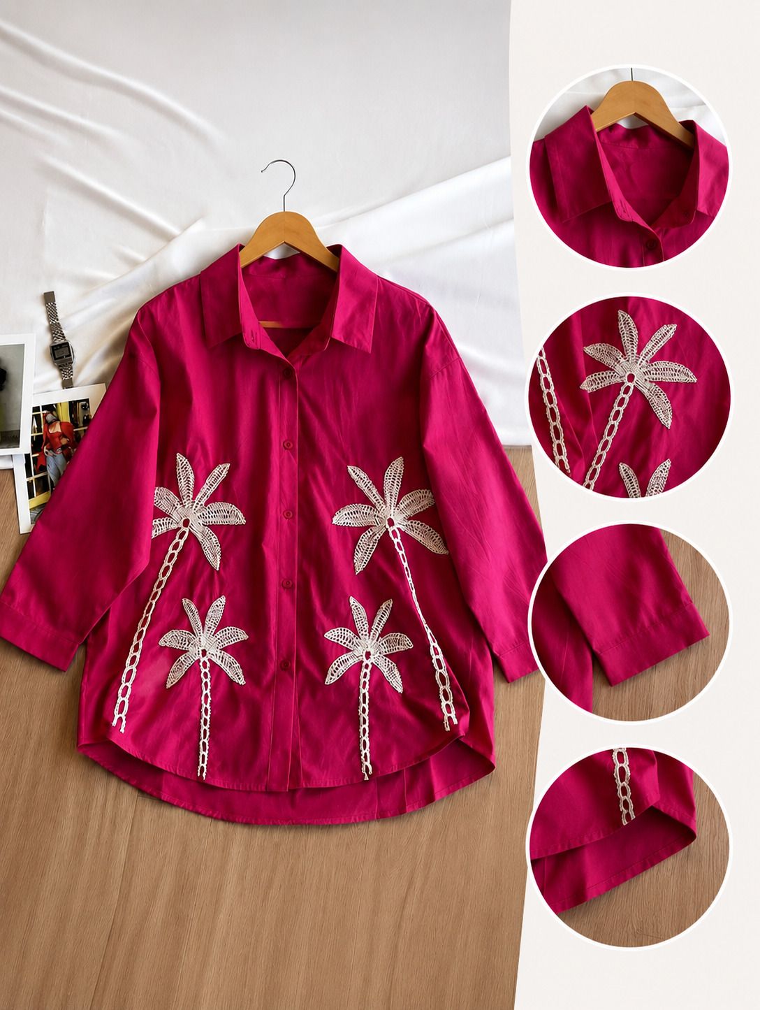 pradhema Women Regular Fit Embroidered Double Collar Formal Shirt-picture-11
