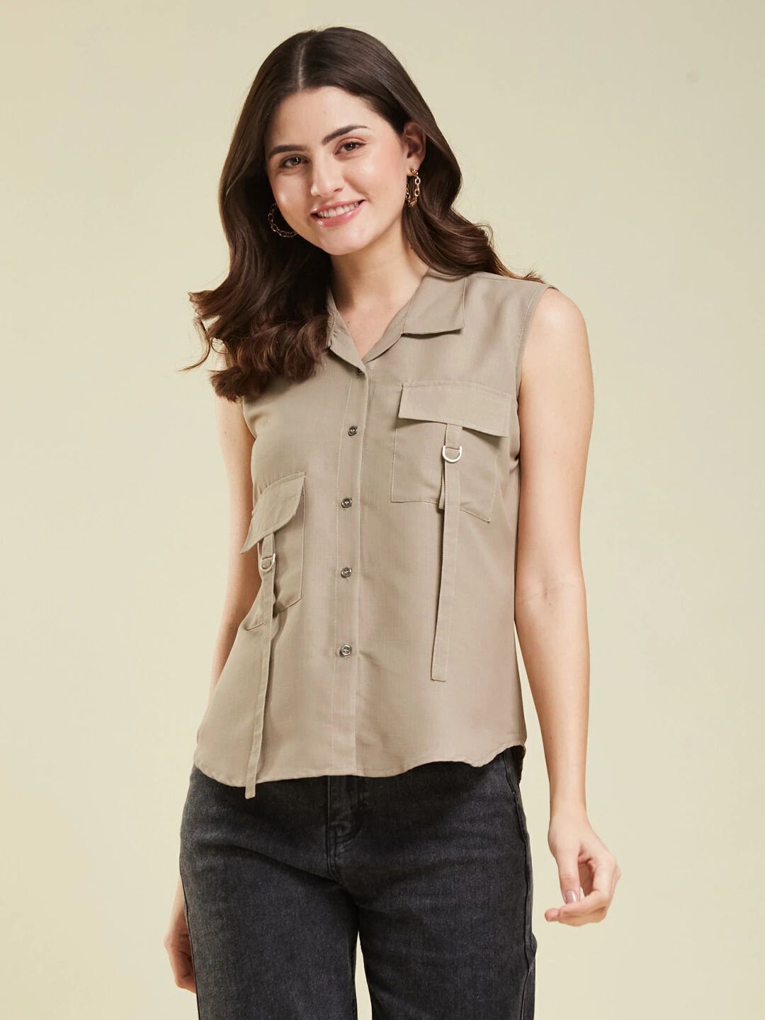 j turritopsis Women Regular Fit Solid Spread Collar Casual Shirt-picture-18
