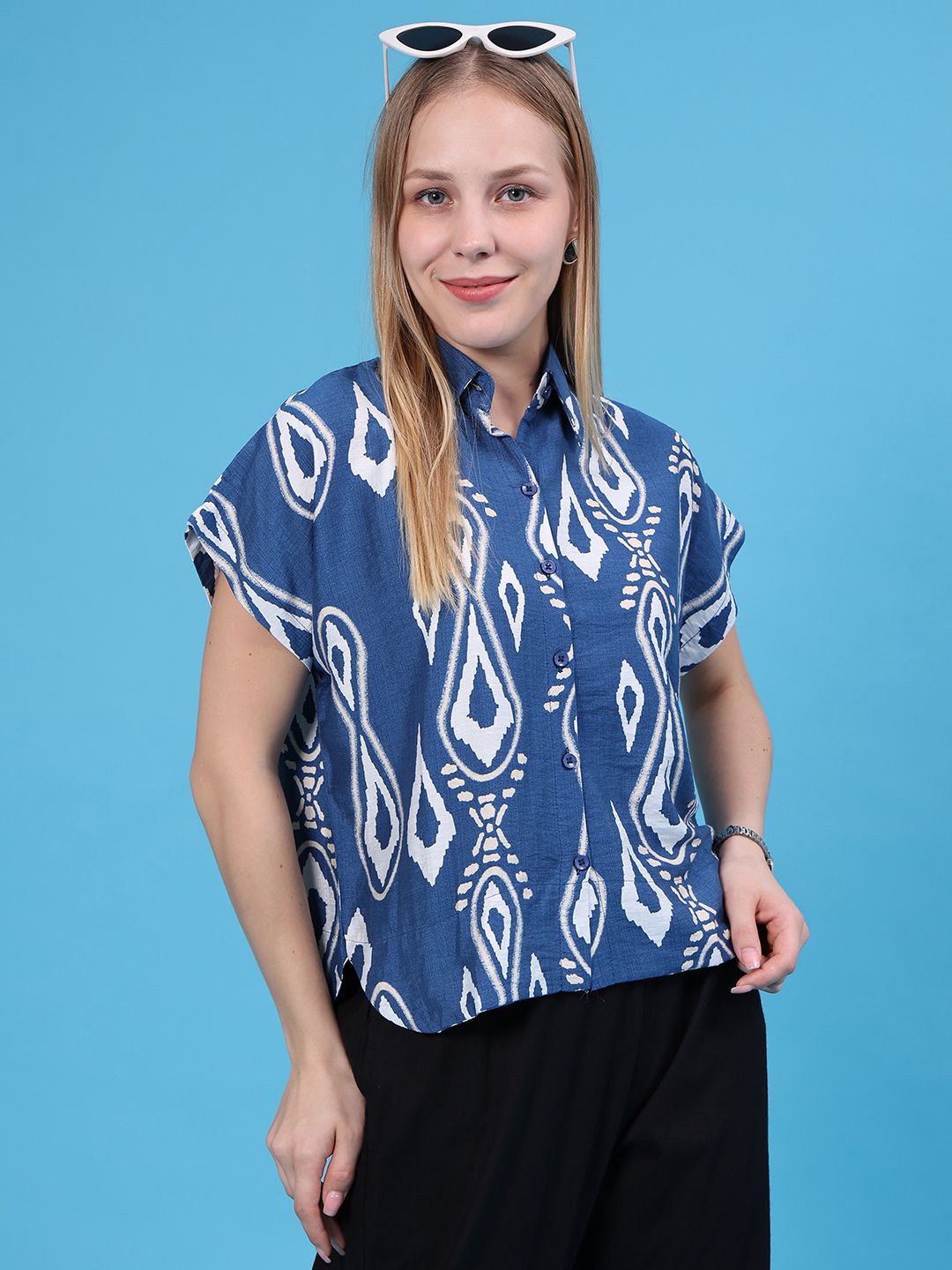 v-mart Women Regular Fit Printed Spread Collar Casual Shirt-picture-33