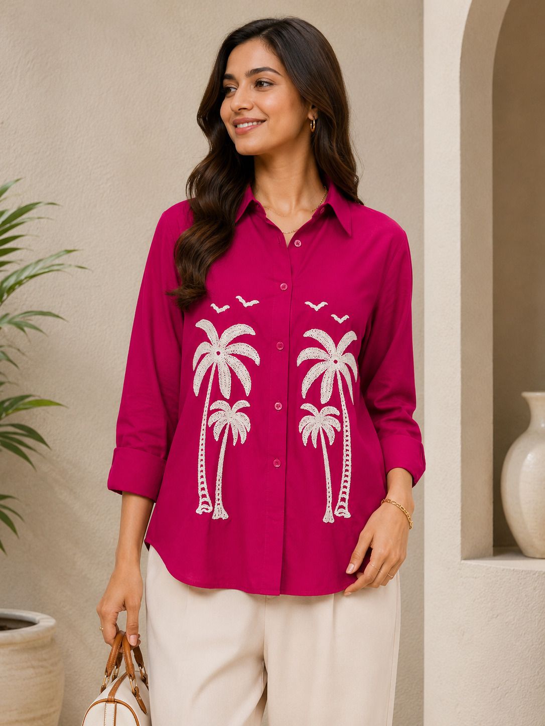 areca designer Women Boxy, Regular Fit Embroidered Spread Collar Casual Shirt-picture-36