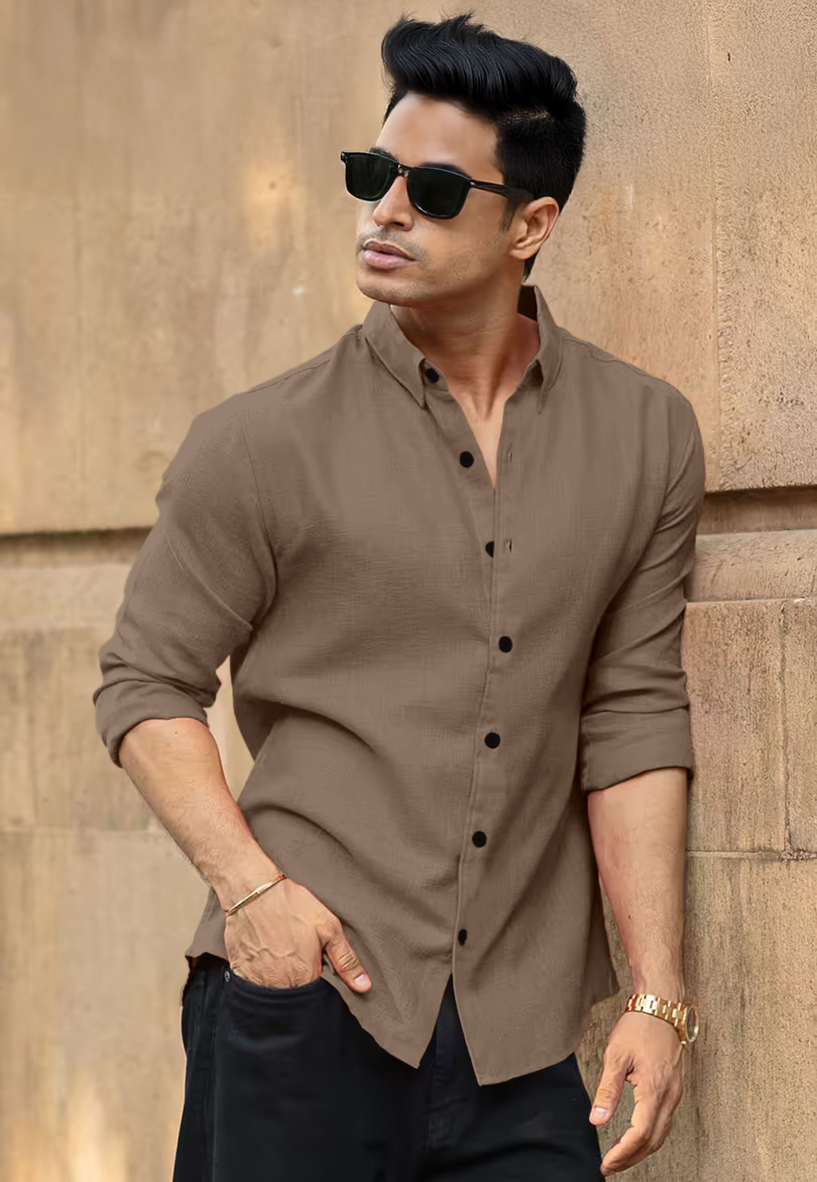zilcon Men Regular Fit Solid Button Down Collar Casual Shirt-picture-28