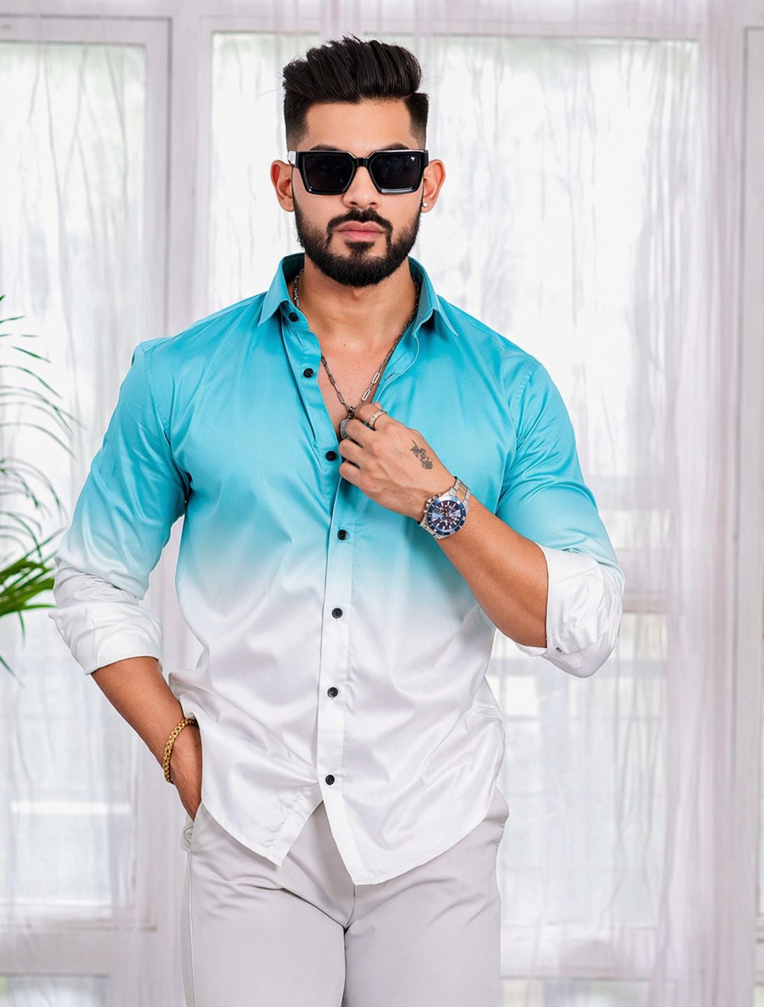 msd fsn Men Regular Fit Dyed/Ombre Spread Collar Party Shirt-picture-17