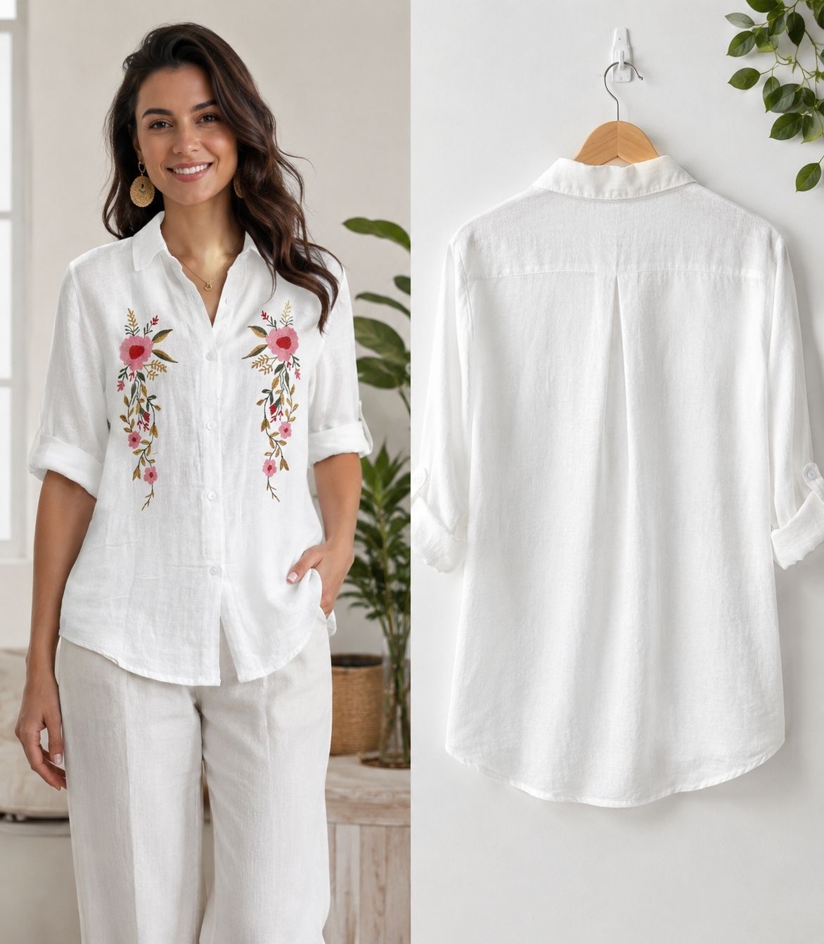 tradesta Women Relaxed Fit Solid Curved Collar Casual Shirt-picture-46