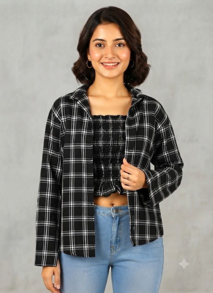 emmy word Women Regular Fit Checkered Casual Shirt-picture-46