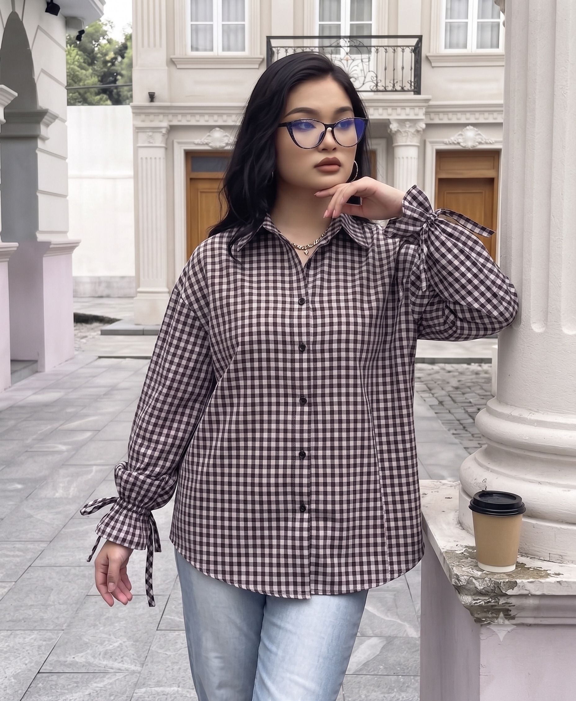 modthread Women Comfort Fit Checkered Spread Collar Casual Shirt-picture-47