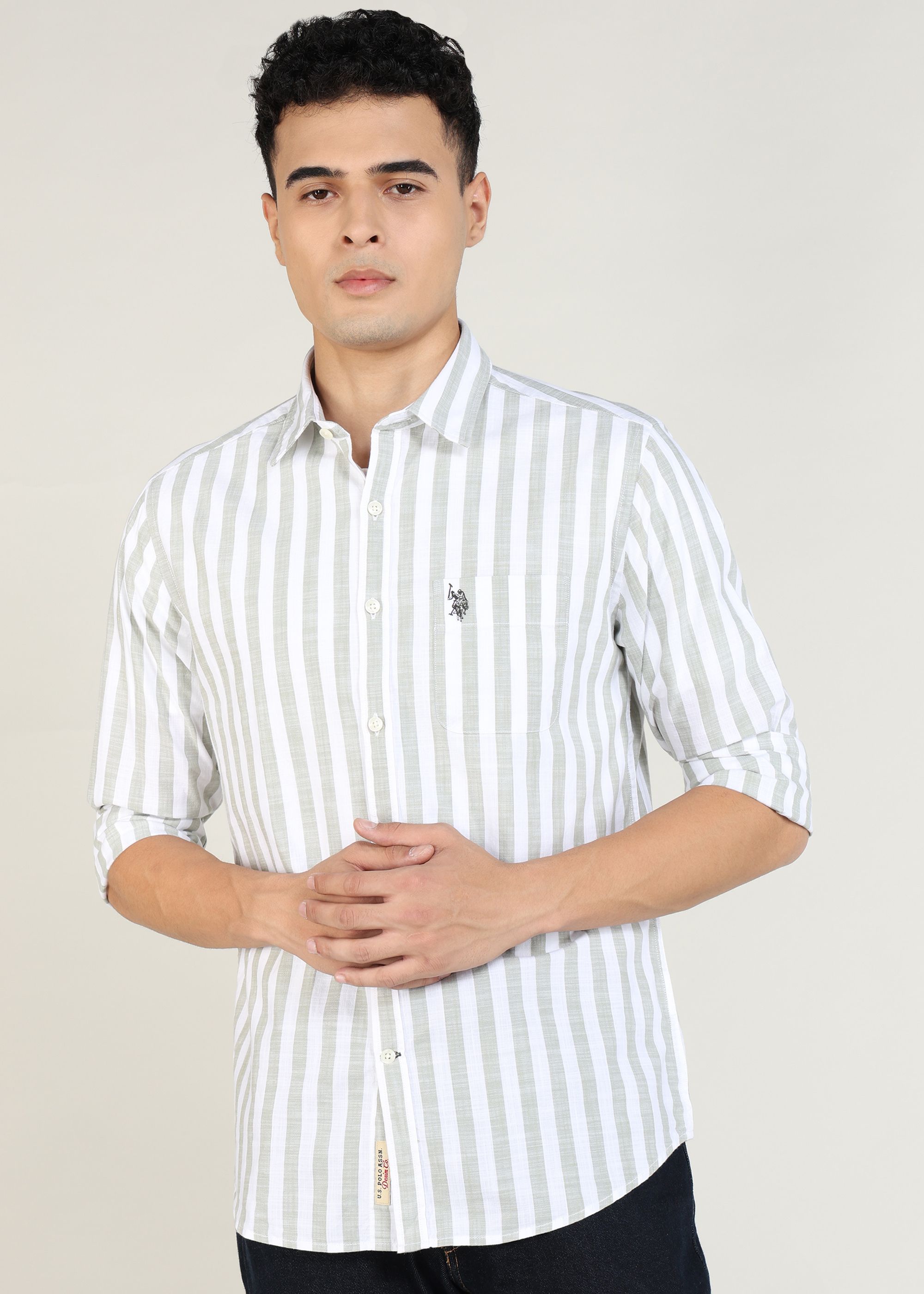 u.s. polo assn. denim co. Men Regular Fit Striped Cut Away Collar Casual Shirt-picture-10