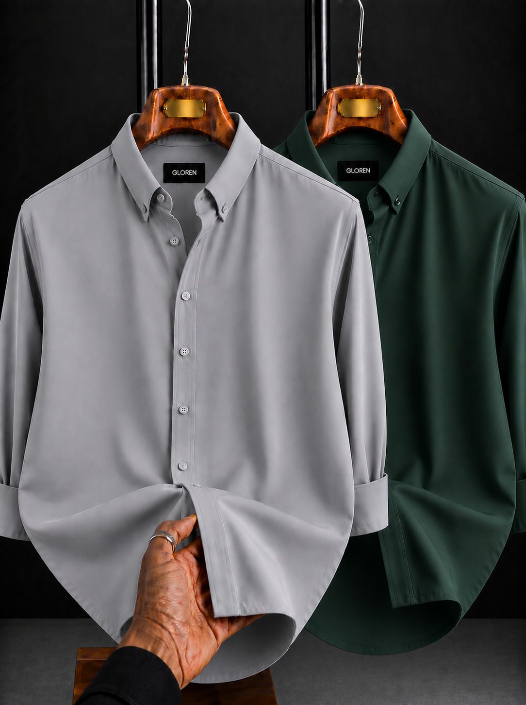 gloren Men Regular Fit Solid Spread Collar Casual Shirt-picture-27