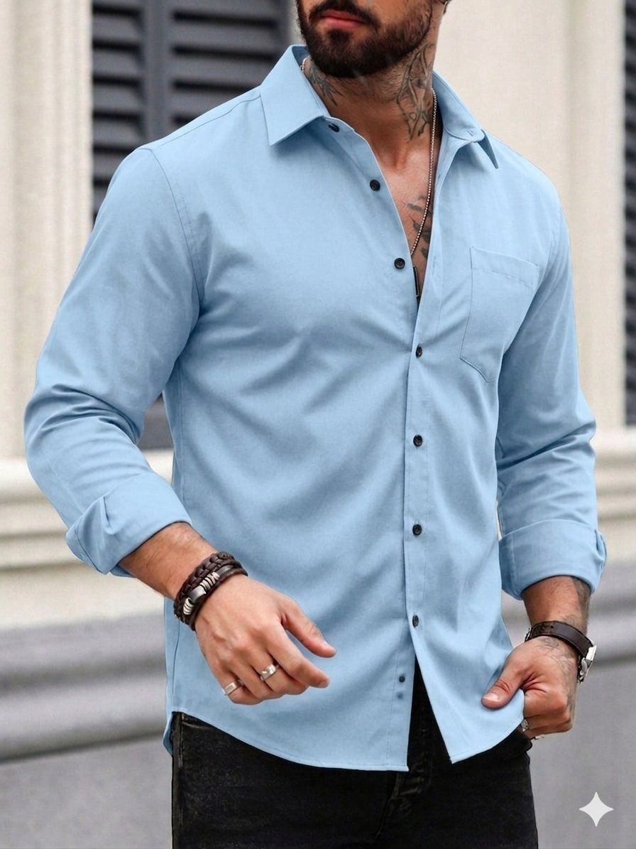 metronaut Men Regular Fit Solid Spread Collar Casual Shirt-picture-12