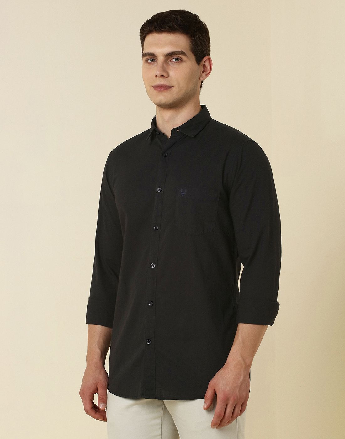 allen solly Anti-Bacterial Men Slim Fit Solid Cut Away Collar Casual Shirt-picture-12