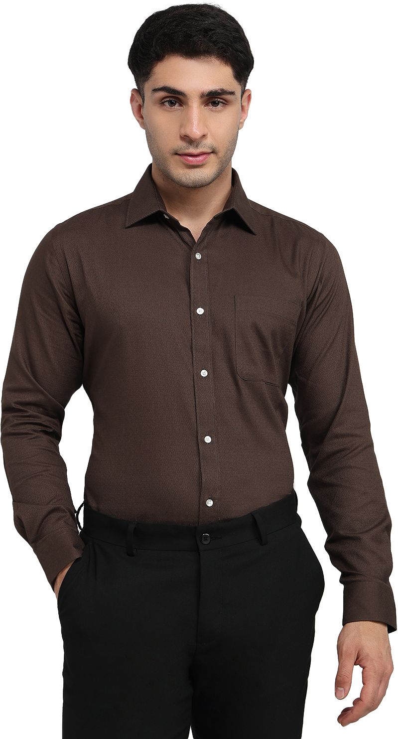 raymond Men Slim Fit Solid Cut Away Collar Formal Shirt-picture-25