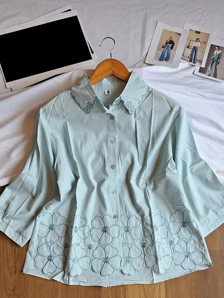 Women Regular Fit Embroidered Spread Collar Casual Shirt-image-47