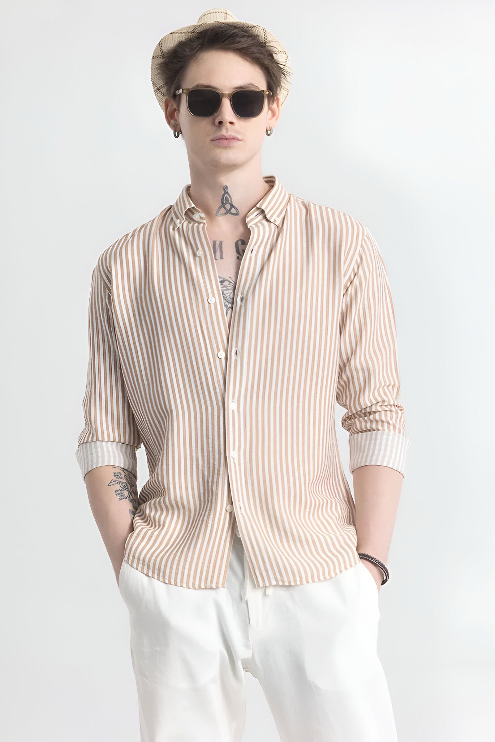 Men Slim Fit Striped Spread Collar Casual Shirt-image-39