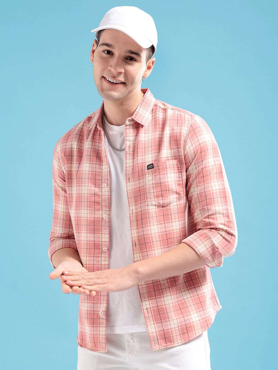 the indian garage co. Men Slim Fit Checkered Spread Collar Casual Shirt-picture-35