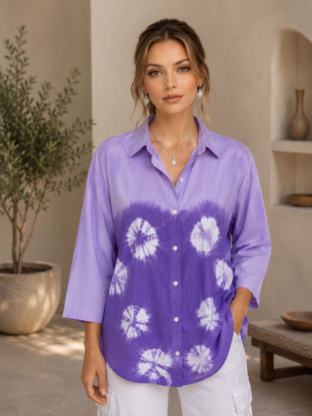 tinz Women Regular Fit Printed Cut Away Collar Casual Shirt-picture-1
