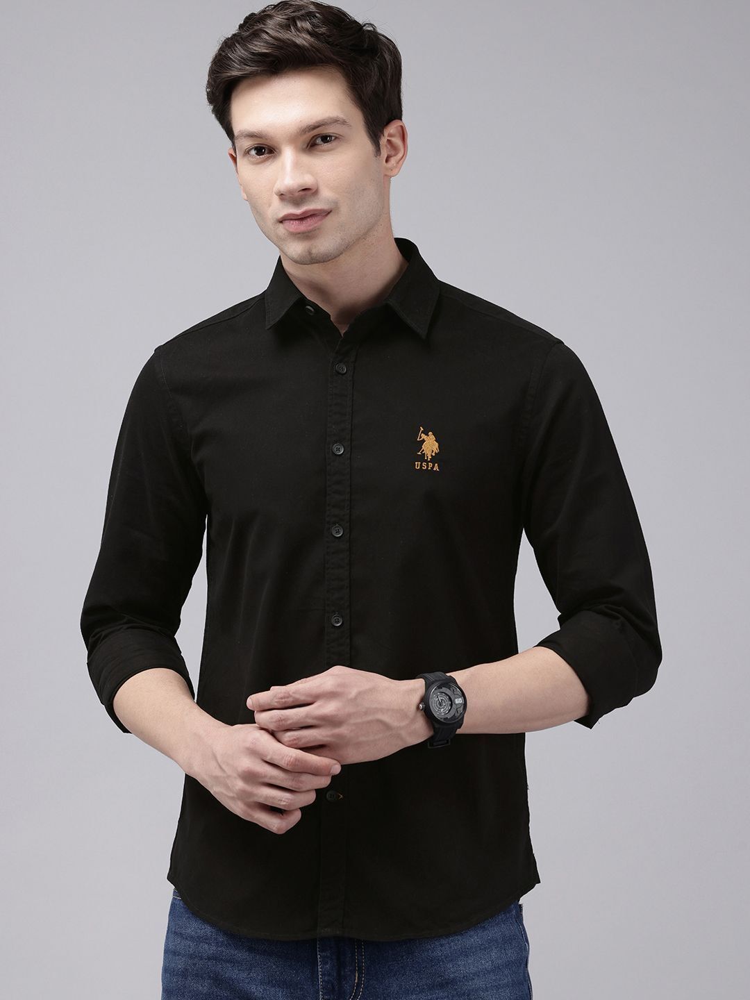 u.s. polo assn. denim co. Men Regular Fit Solid Cut Away Collar Casual Shirt-picture-27