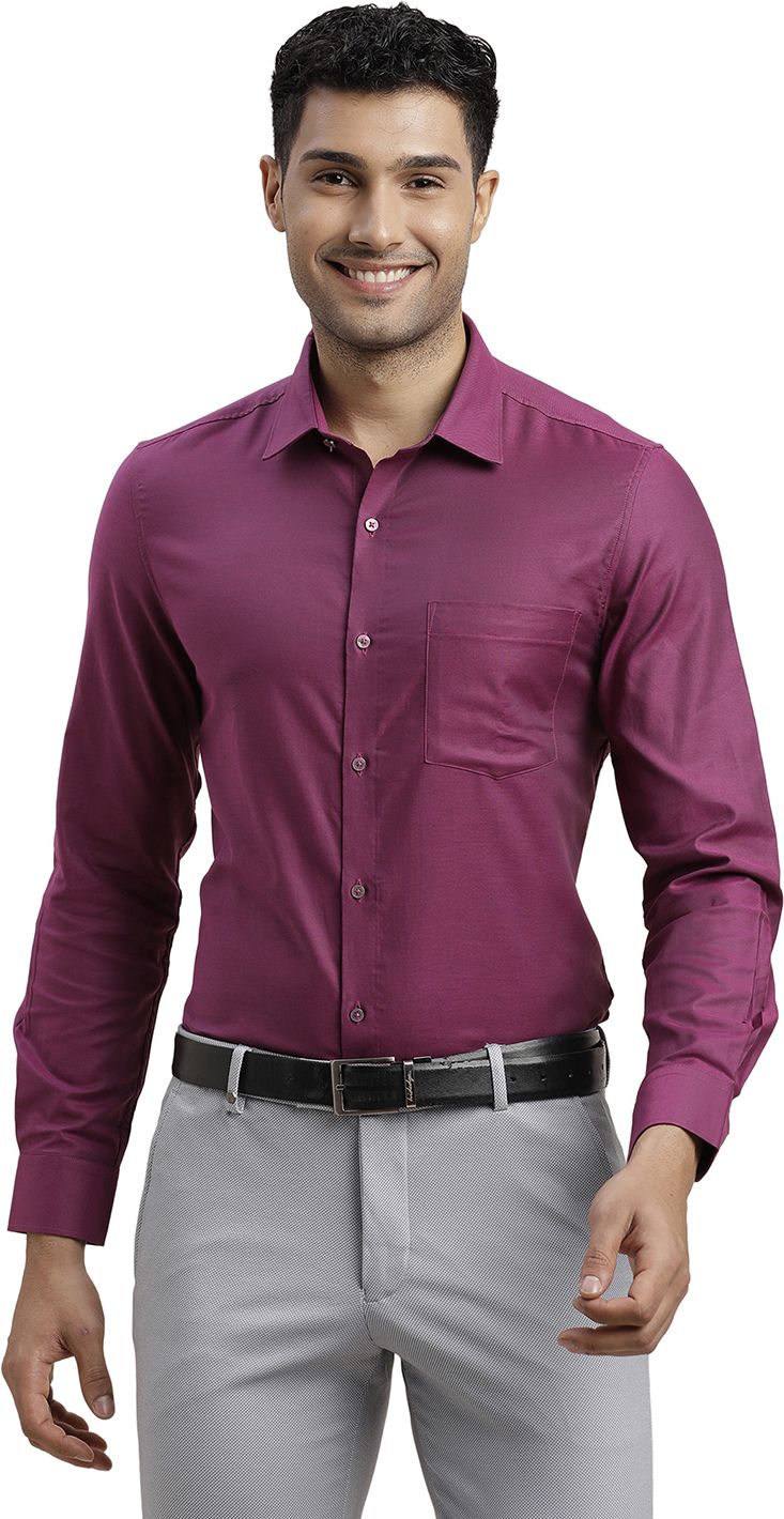 Men Slim Fit Self Design Spread Collar Formal Shirt-image-31