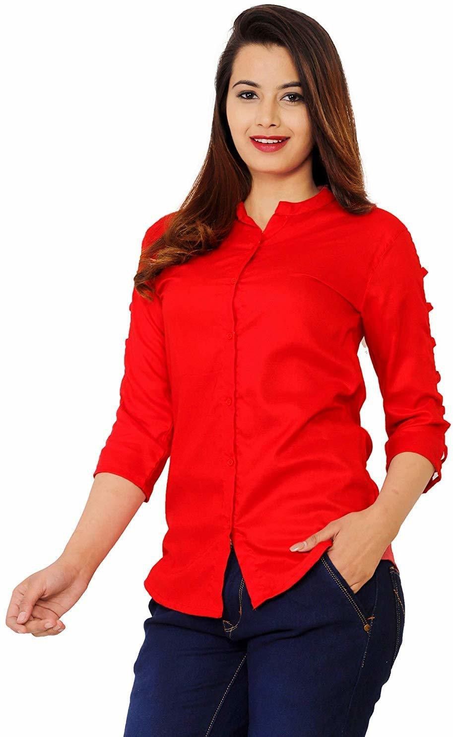 muskan garmentss Women Regular Fit Solid Button Down Collar Casual Shirt-picture-20