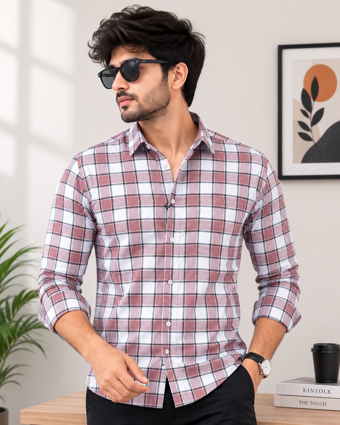 marc luarente Men Regular Fit Checkered Spread Collar Casual Shirt-picture-16