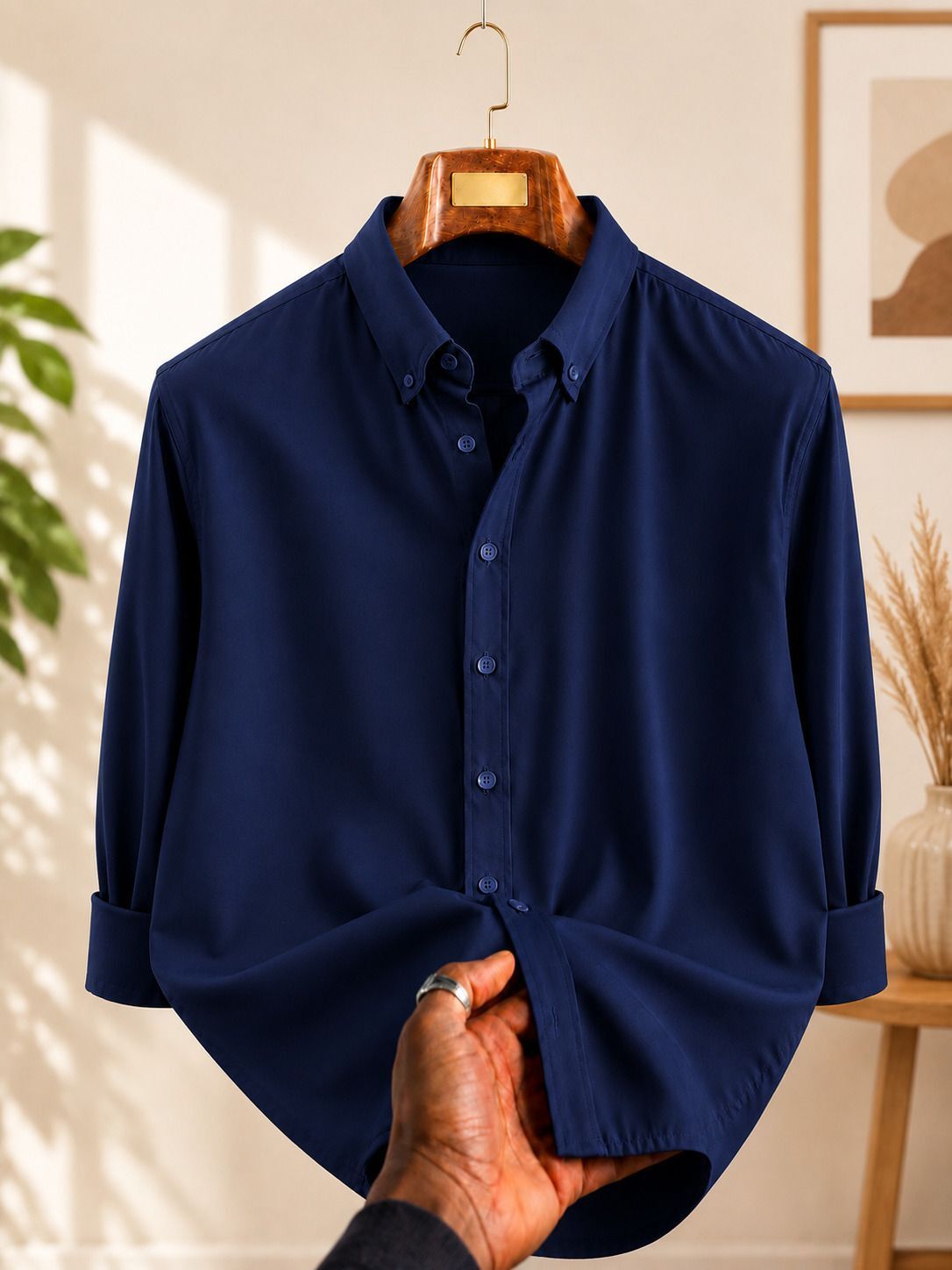 youth first Men Slim Fit Solid Spread Collar Formal Shirt-picture-6