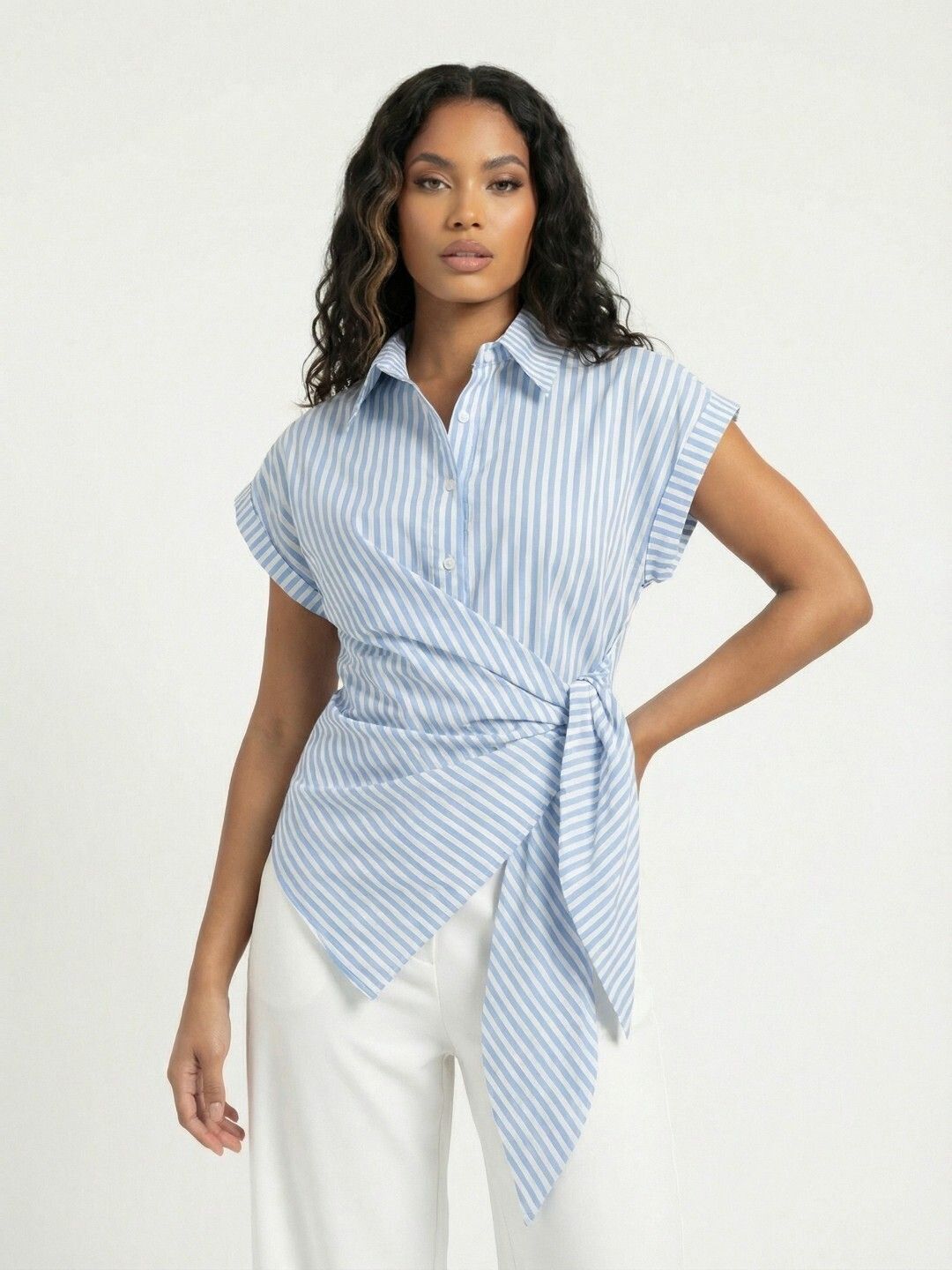 Women Regular Fit Striped Button Down Collar Casual Shirt-image-31