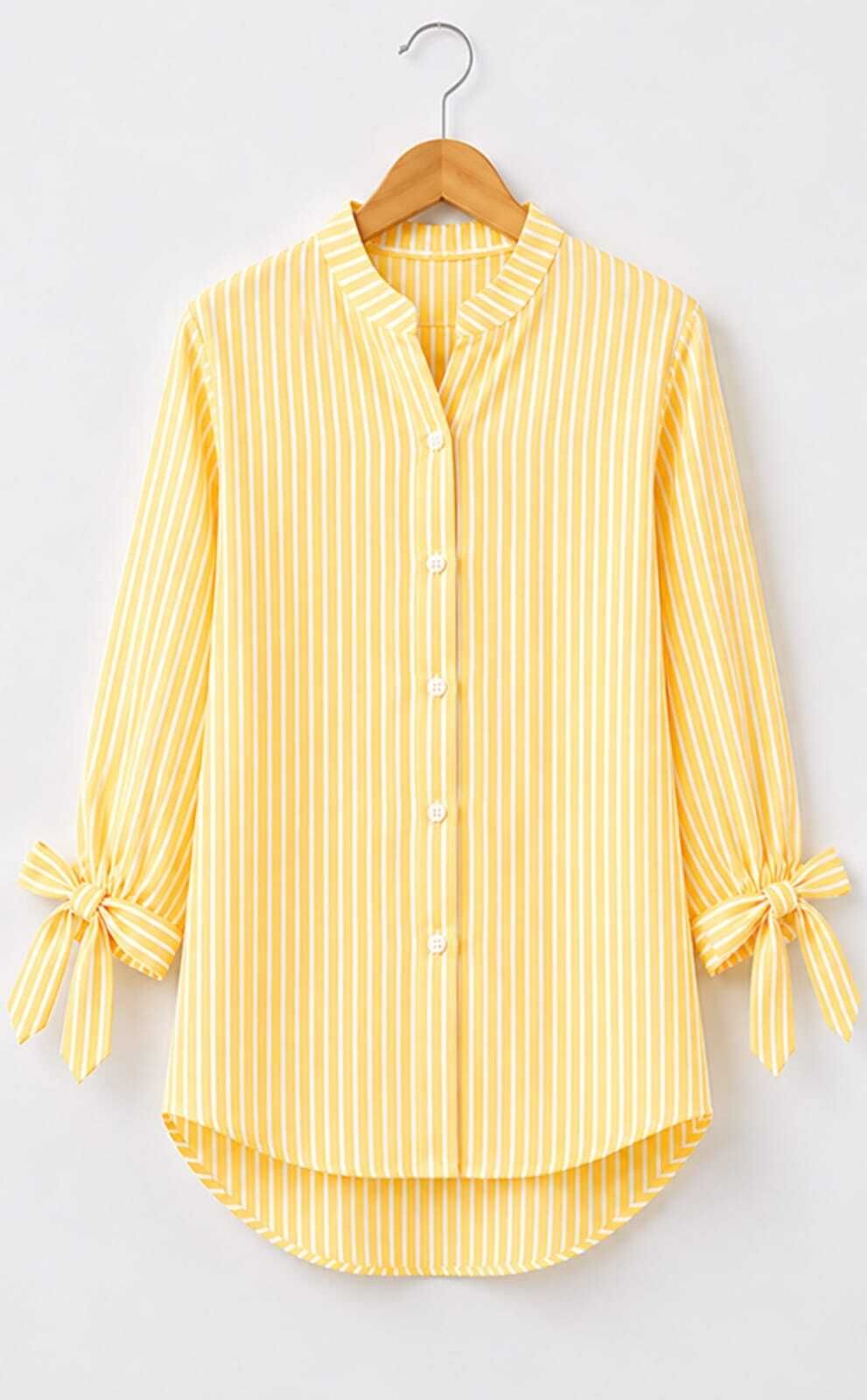 Women Regular Fit Striped Mandarin Collar Casual Shirt-image-11