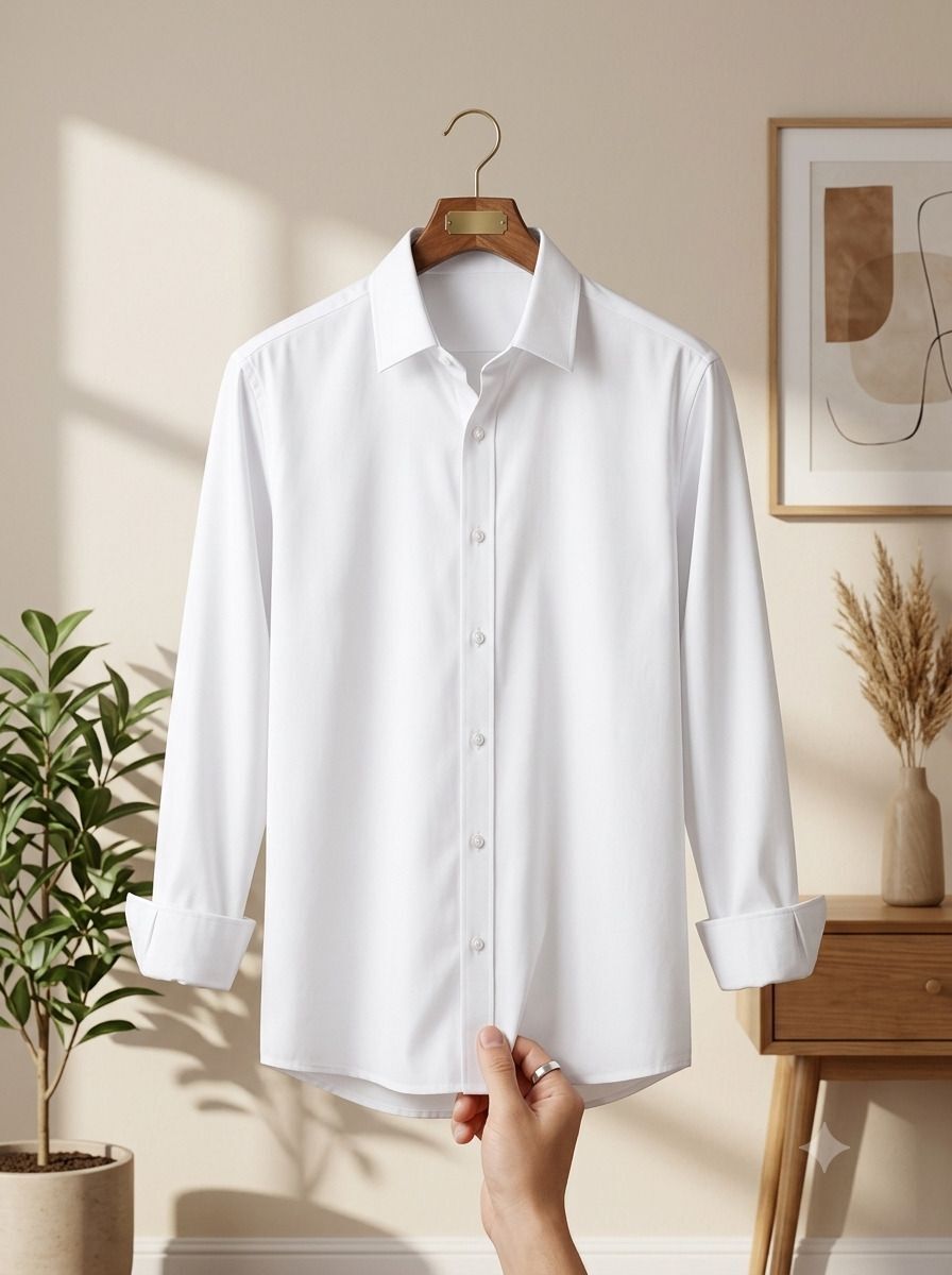 youth first Men Slim Fit Solid Spread Collar Formal Shirt-picture-3