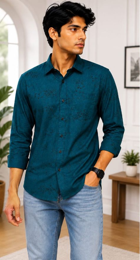 Men Regular Fit Embroidered Tie up Collar Festive Shirt-image-0