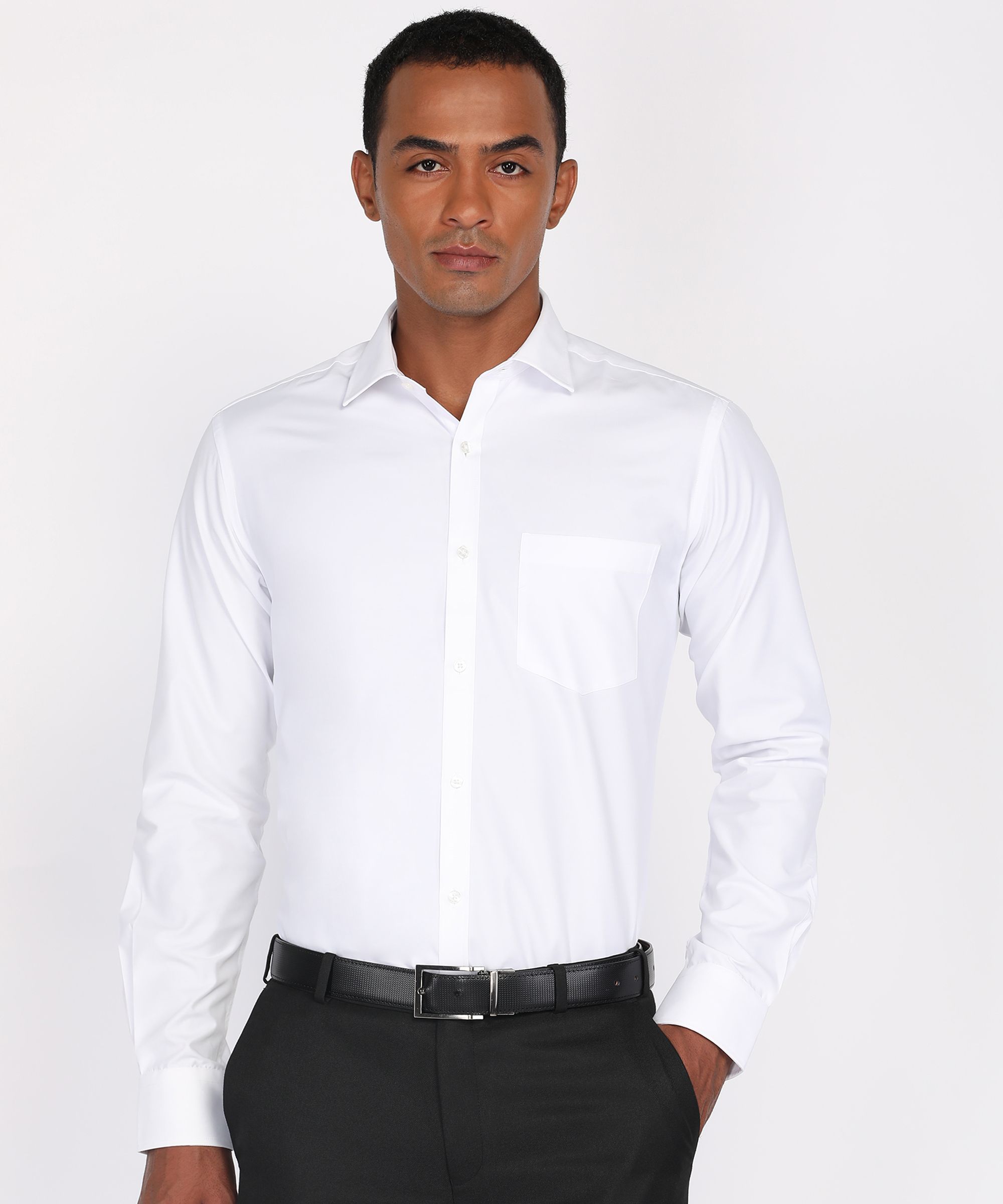 park avenue Men Slim Fit Solid Cut Away Collar Formal Shirt-picture-19