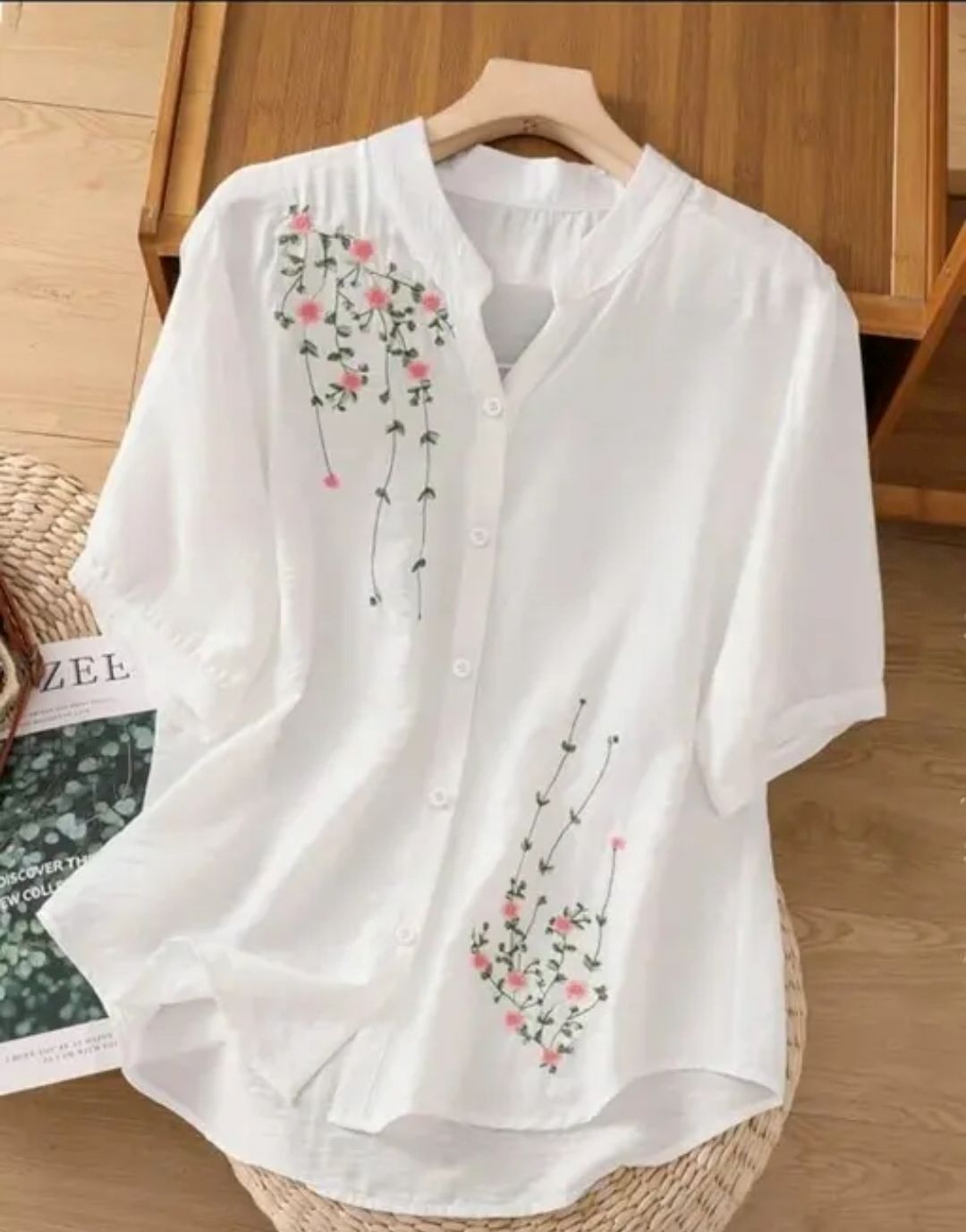 luxeloom Women Regular Fit Embroidered Mandarin Collar Formal Shirt-picture-14