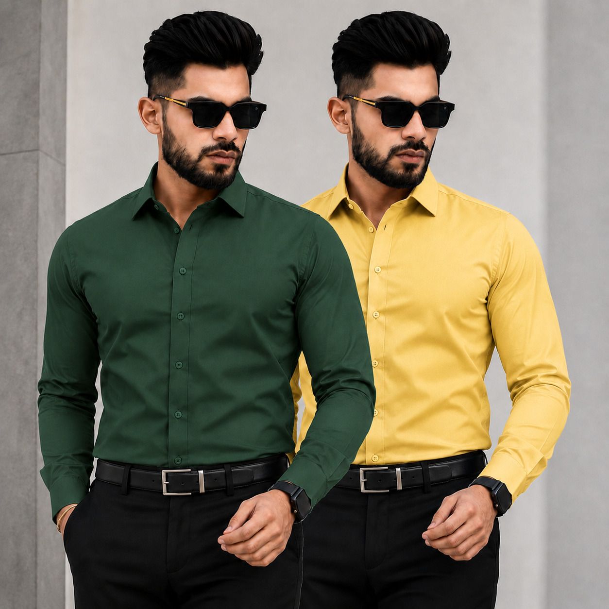 gloren Men Regular Fit Solid Spread Collar Formal Shirt-picture-3