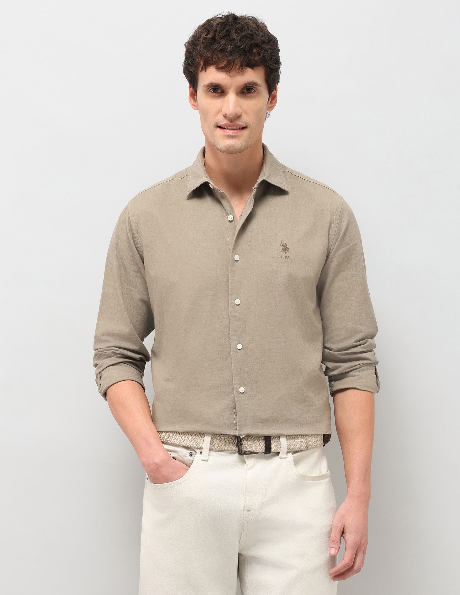 u.s. polo assn. denim co. Men Regular Fit Solid Spread Collar Casual Shirt-picture-12