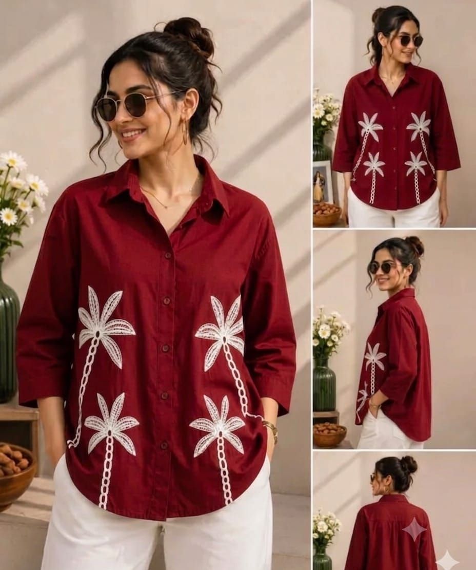 janvrun Women Regular Fit Embellished Button Down Collar Casual Shirt-picture-19