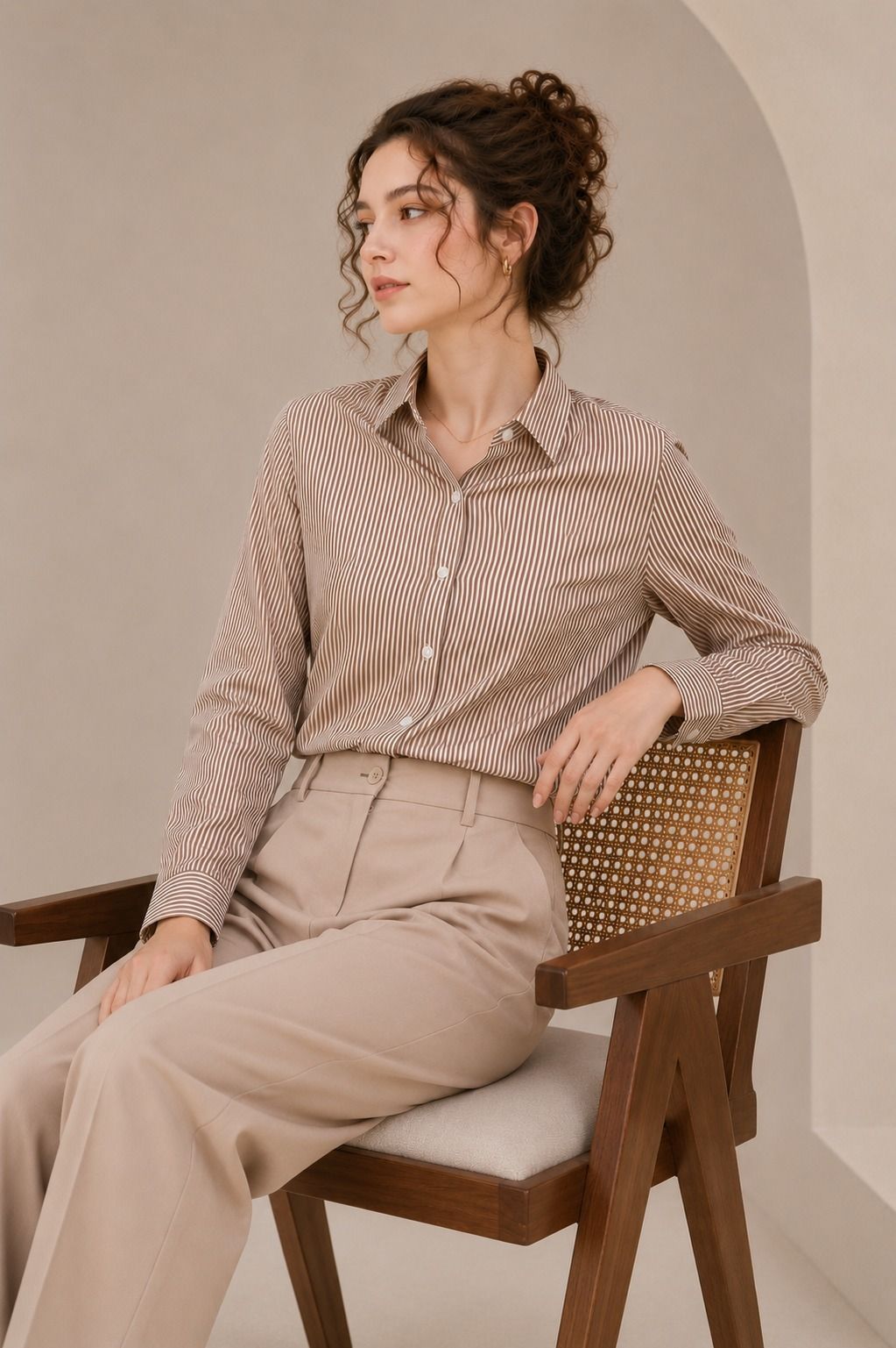 sikrifab Women Regular Fit Striped Spread Collar Casual Shirt-picture-13
