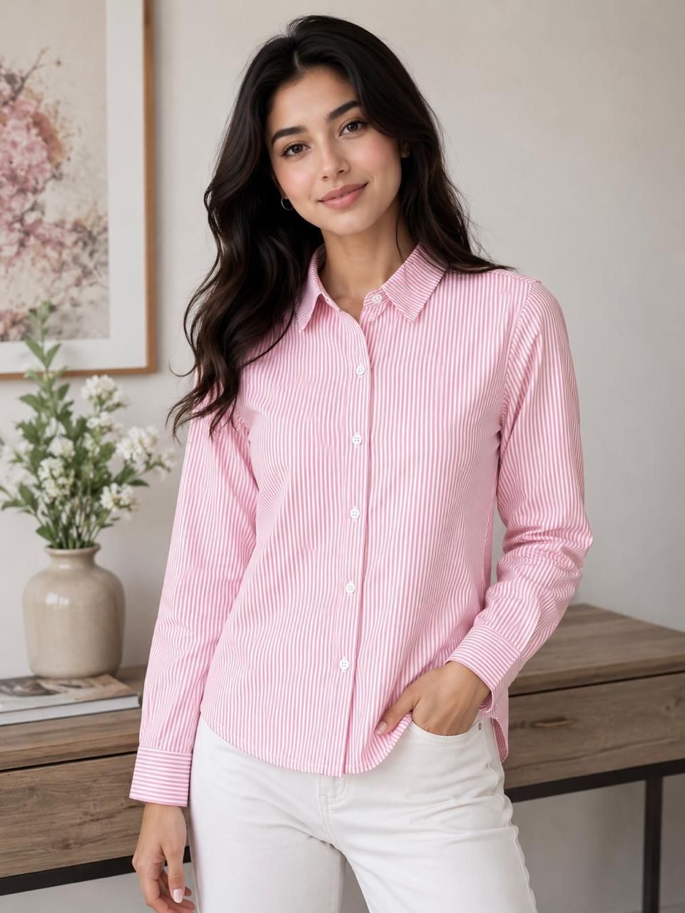 liveasy Women Regular Fit Striped Spread Collar Casual Shirt-picture-1