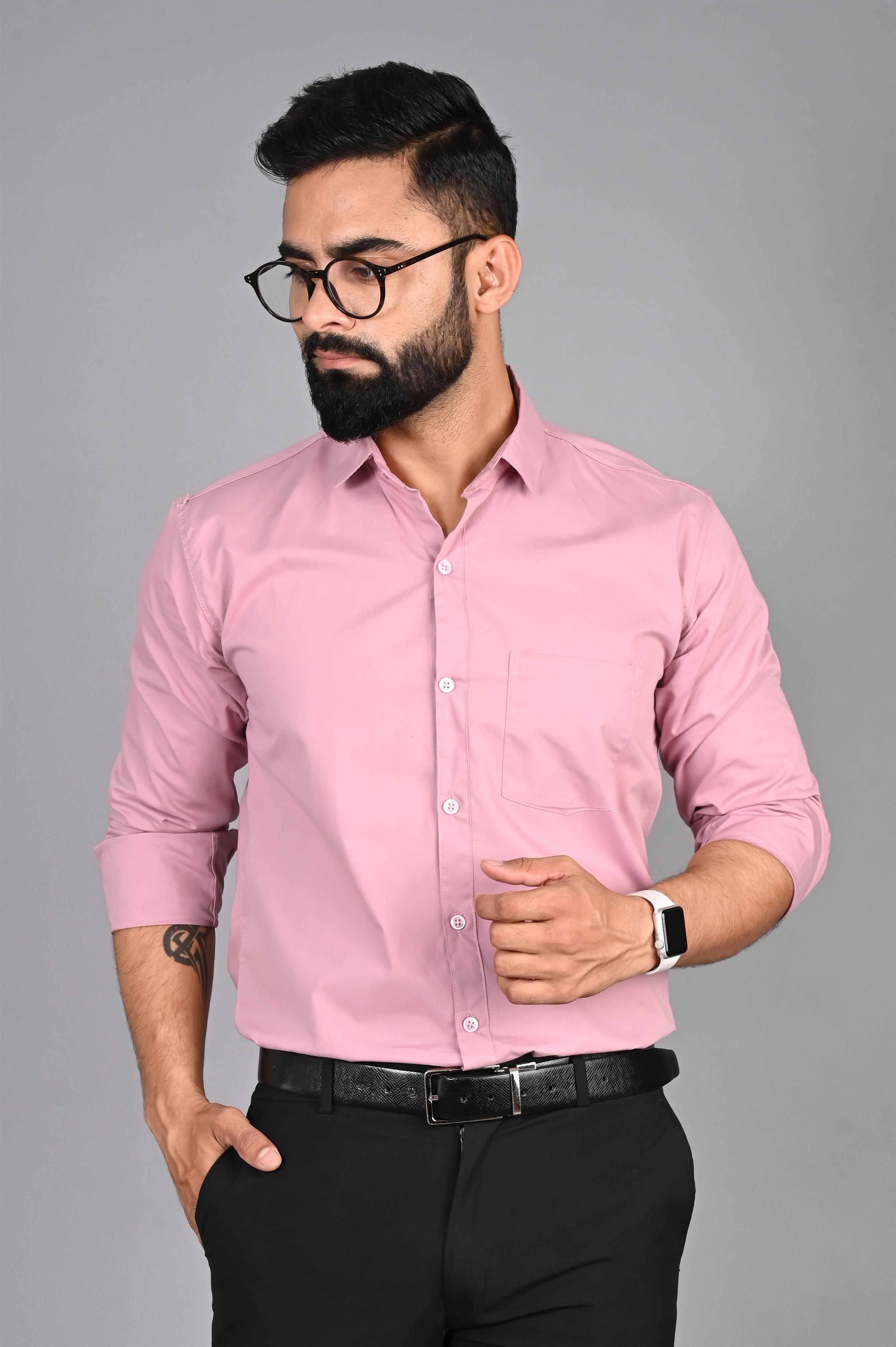 Men Slim Fit Solid Spread Collar Formal Shirt-image-24