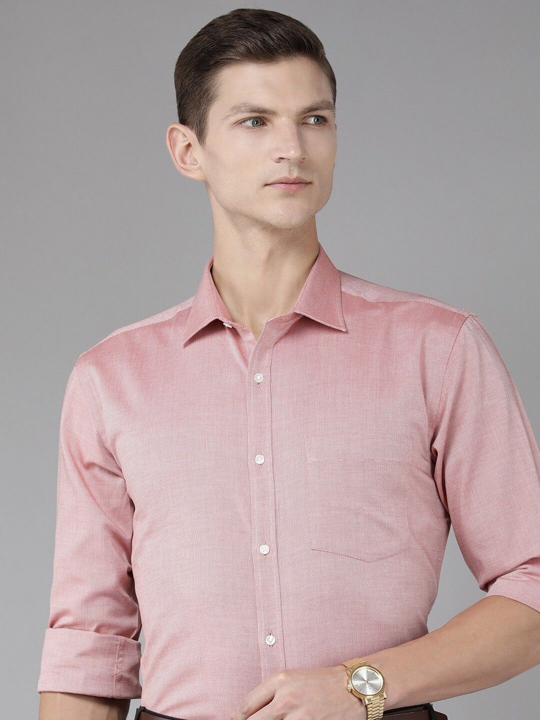 park avenue Men Slim Fit Self Design Spread Collar Formal Shirt-picture-17