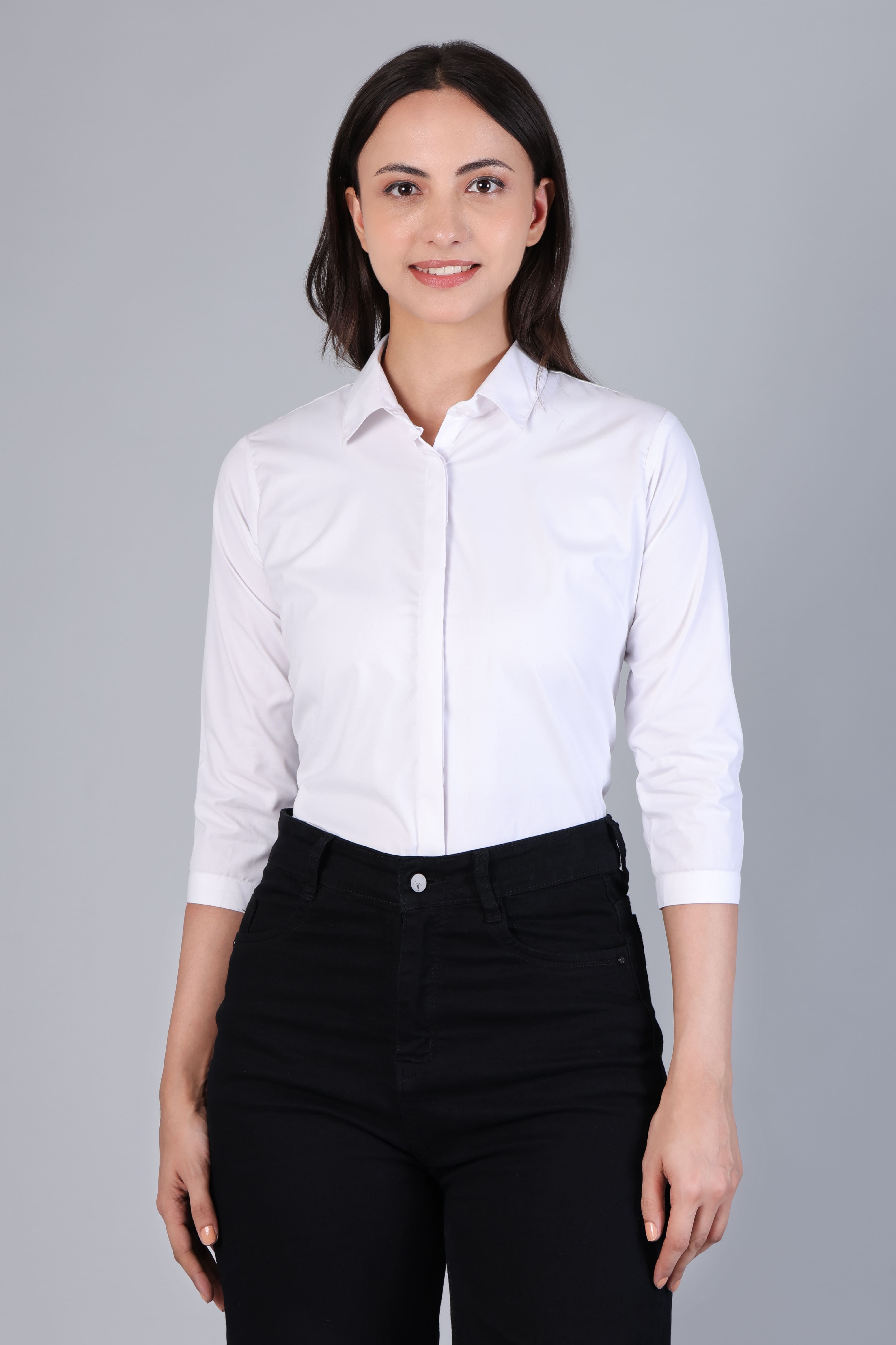 rare camel Women Regular Fit Solid Spread Collar Formal Shirt-picture-5