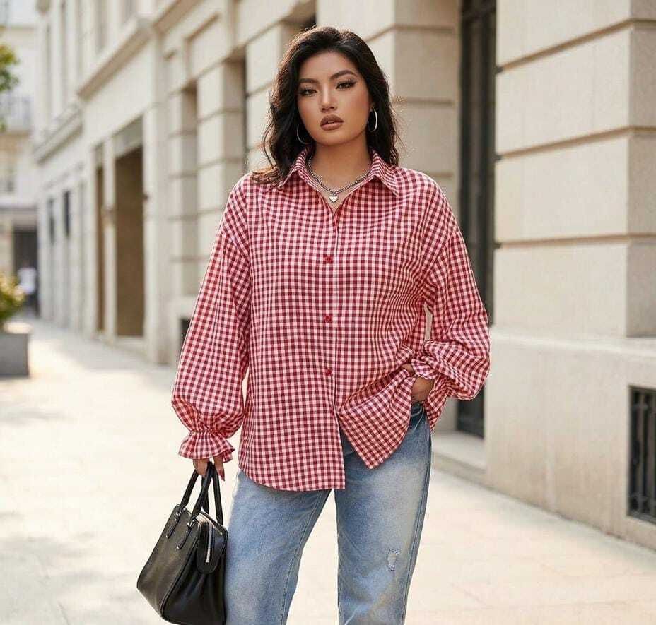 emmy word Women Regular Fit Checkered Spread Collar Casual Shirt-picture-16