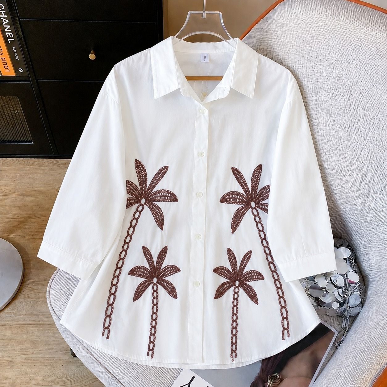 fortuita vestibus Women Regular Fit Embroidered Mandarin Collar Formal Shirt-picture-16