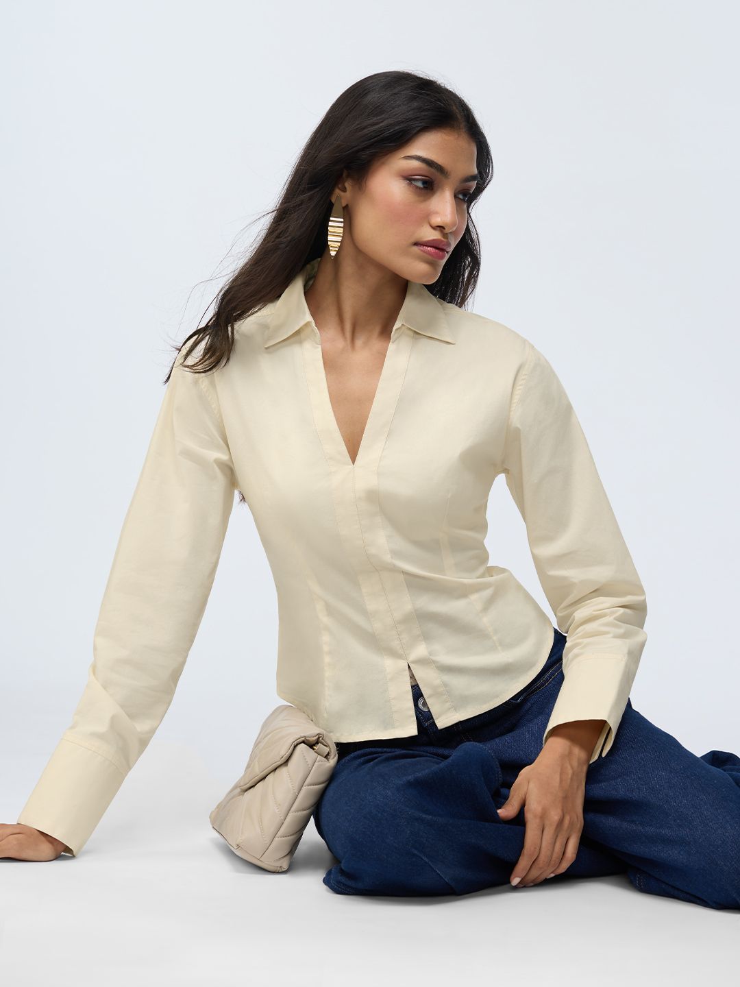 the souled store Women Slim Fit Solid Spread Collar Casual Shirt-picture-11