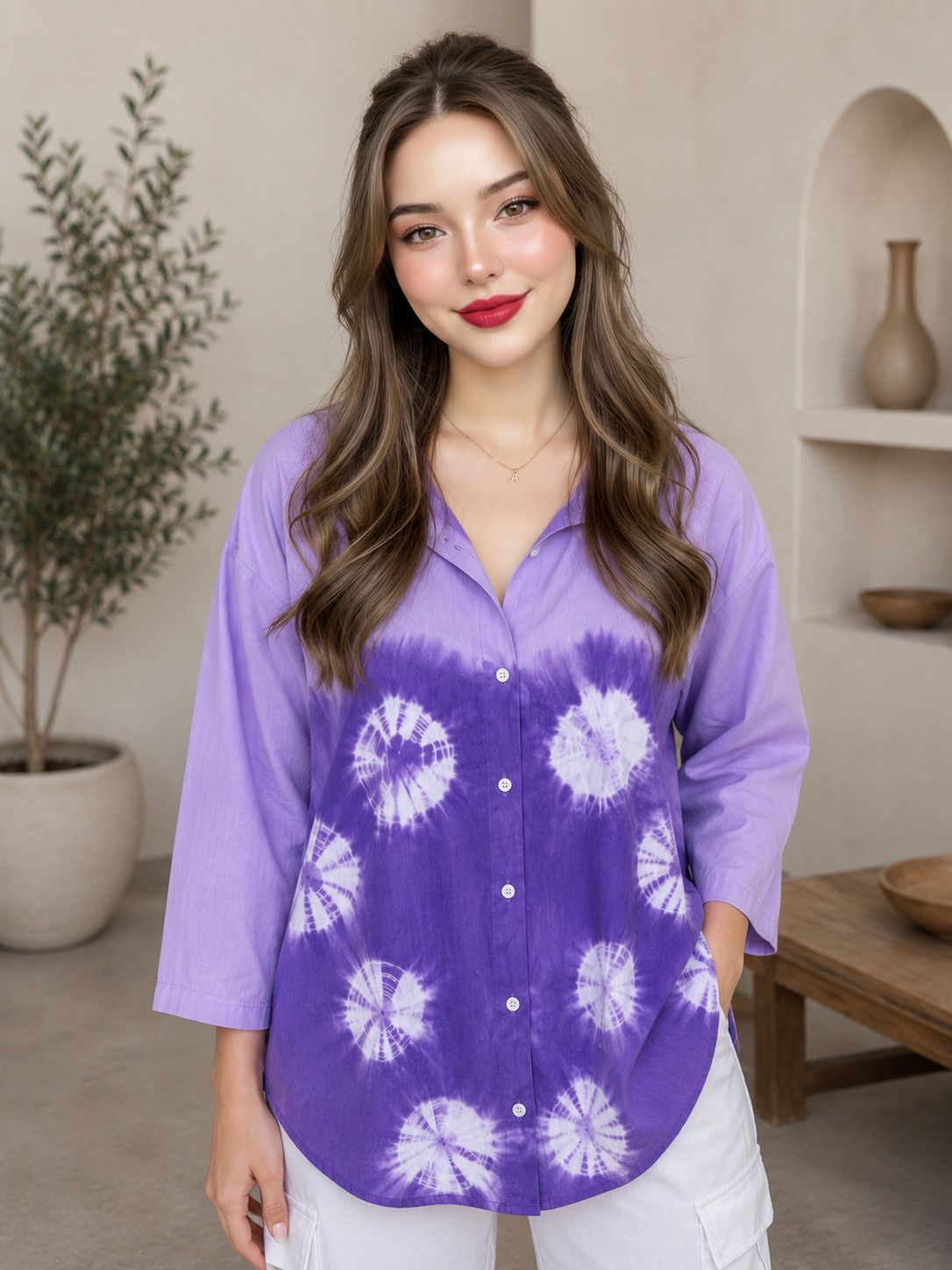 tinz Women Regular Fit Printed Cut Away Collar Casual Shirt-picture-34