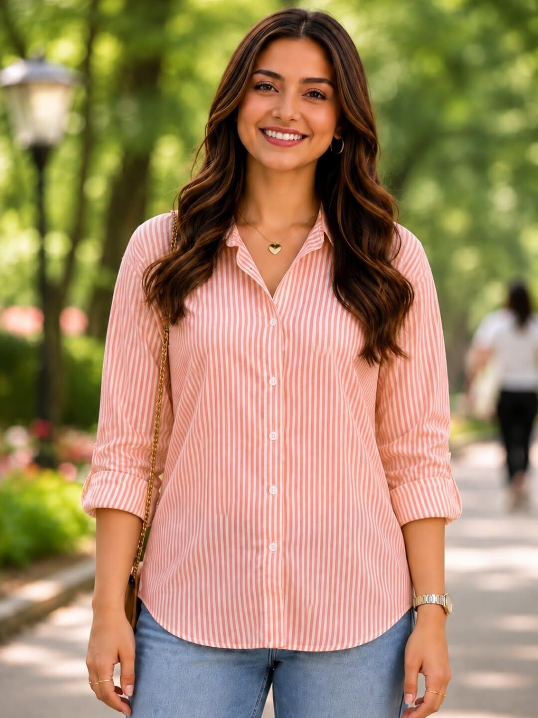 Women Regular Fit Striped Spread Collar Casual Shirt-image-38