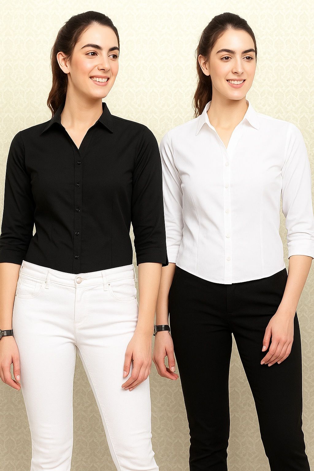 Women Regular Fit Solid Button Down Collar Formal Shirt