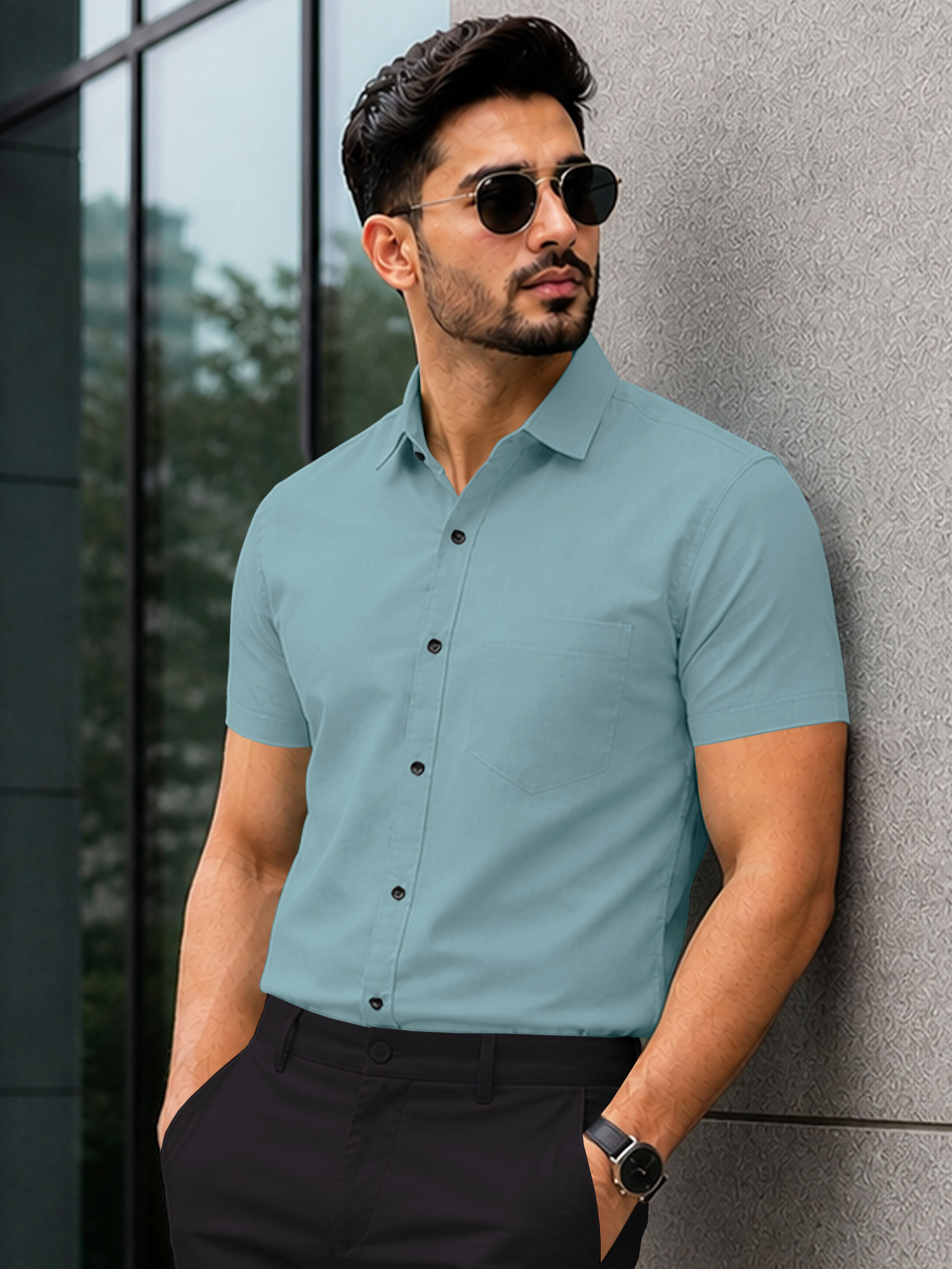 vebnor Men Regular Fit Solid Spread Collar Formal Shirt-picture-16