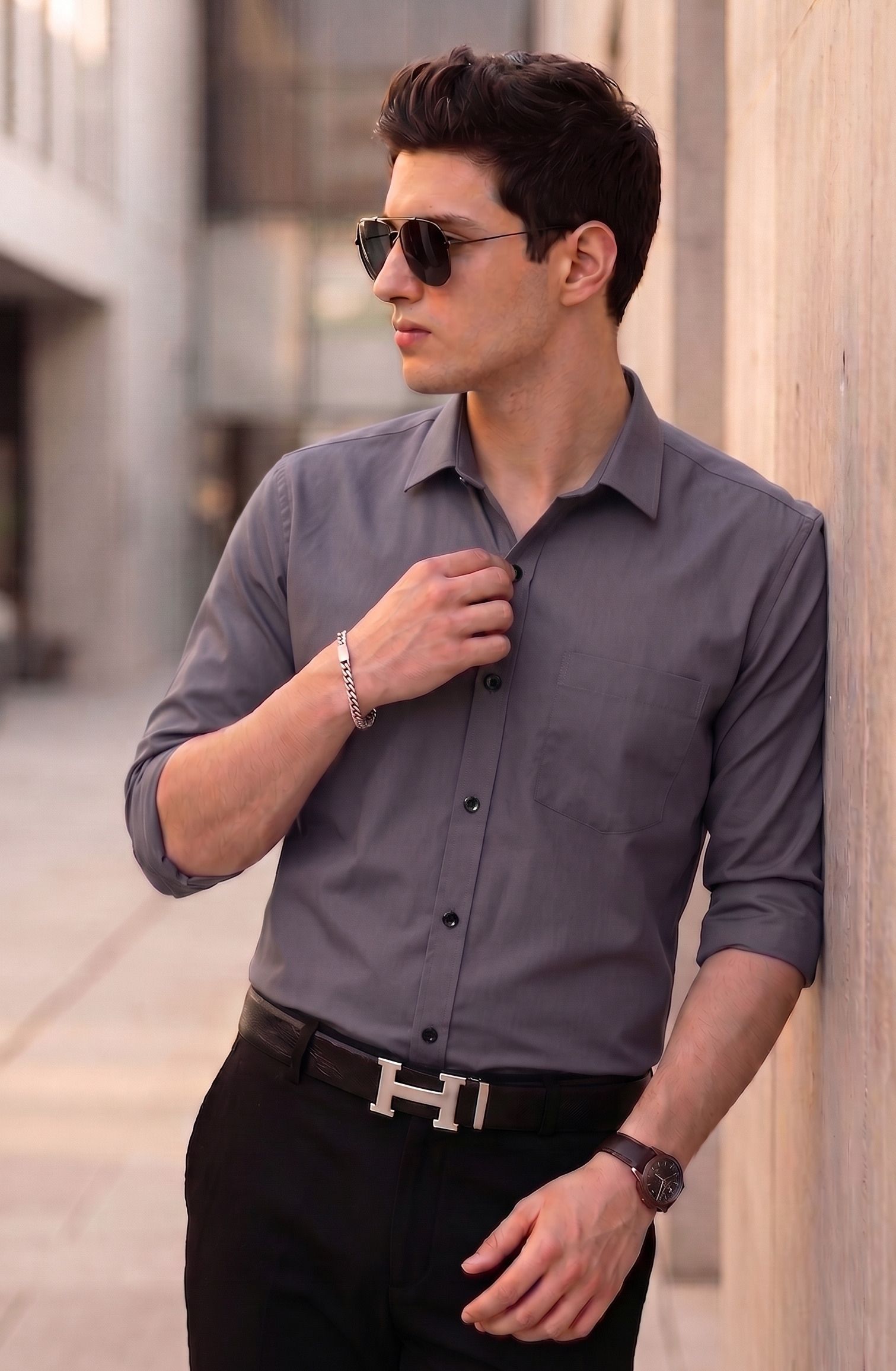 fibermill Men Slim Fit Solid Spread Collar Formal Shirt-picture-10